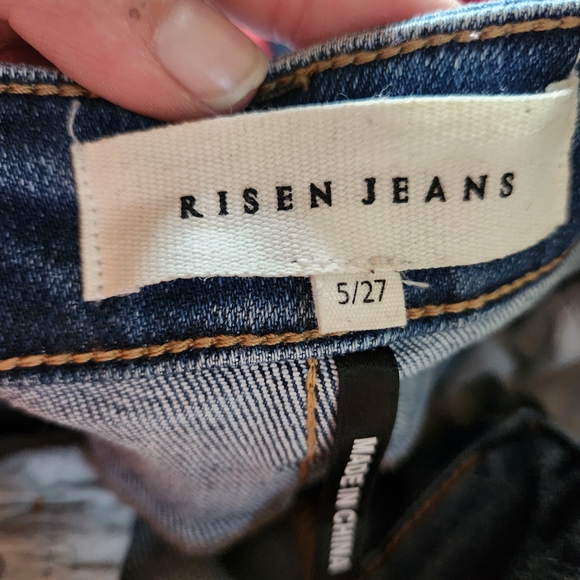 Risen Wide-leg Light Destressed Jeans *worn Once* - Picture 3 of 3